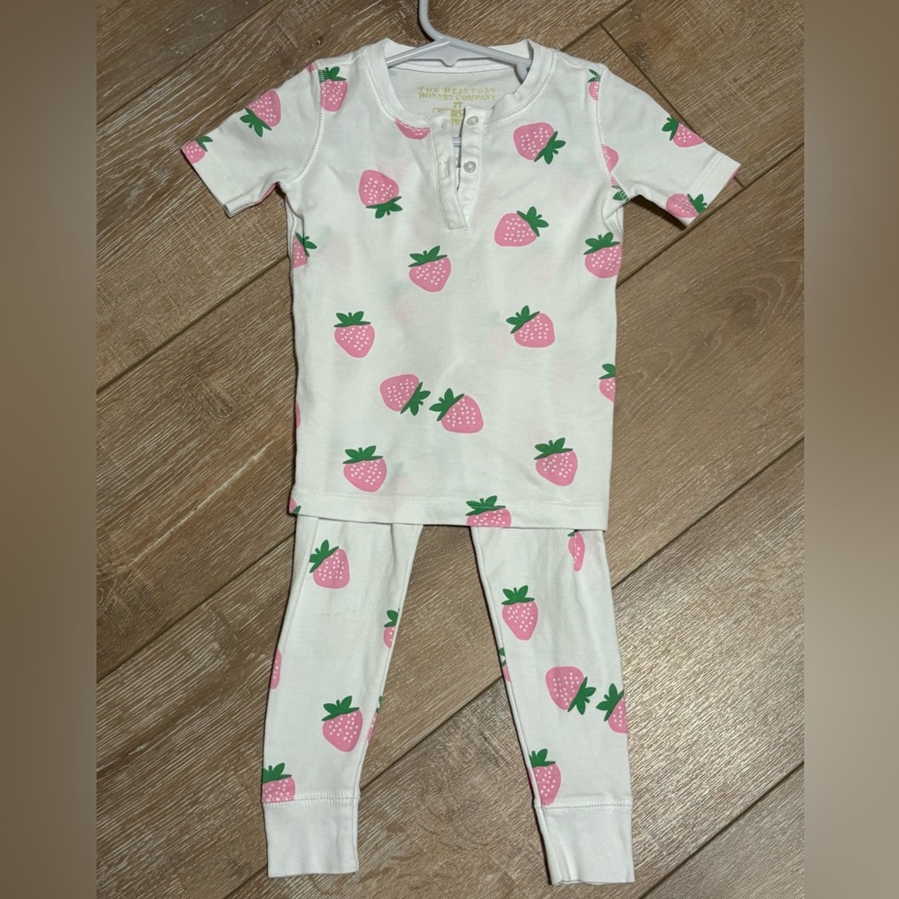 The Beaufort Bonnet Company Pink Strawberry Kids Pajama Set